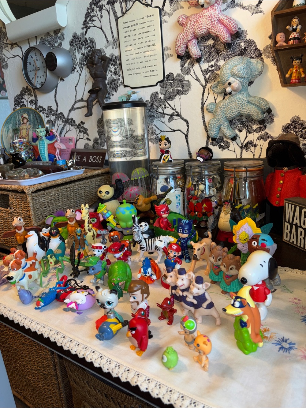 55+ Piece collection of assorted mini plastic and vinyl toy figures from McDonal